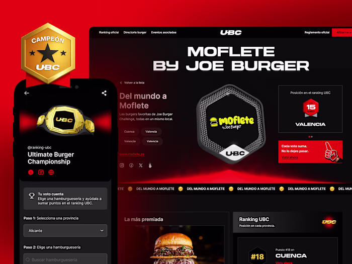 Brand, website and app flows for Spain's burger league