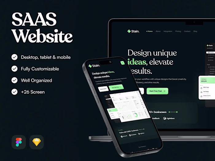 Stain: SaaS Website Template for Figma