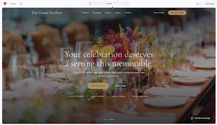 The Grand Pavilion — Wedding Venue Digital Experience