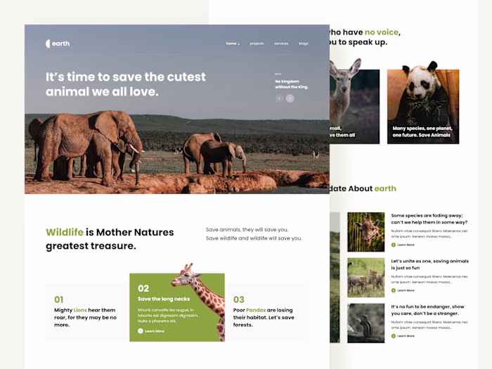 Earth - Save Wildlife Homepage