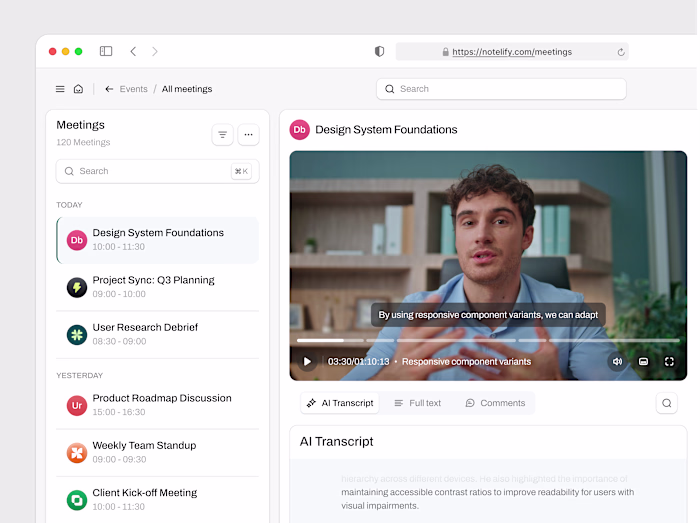 Notelify - AI Note Taker Dashboard