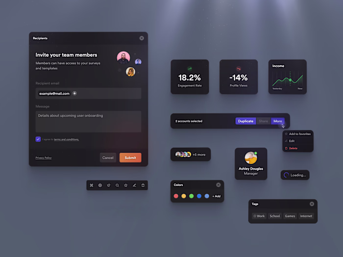E-commerce web platform UI components
