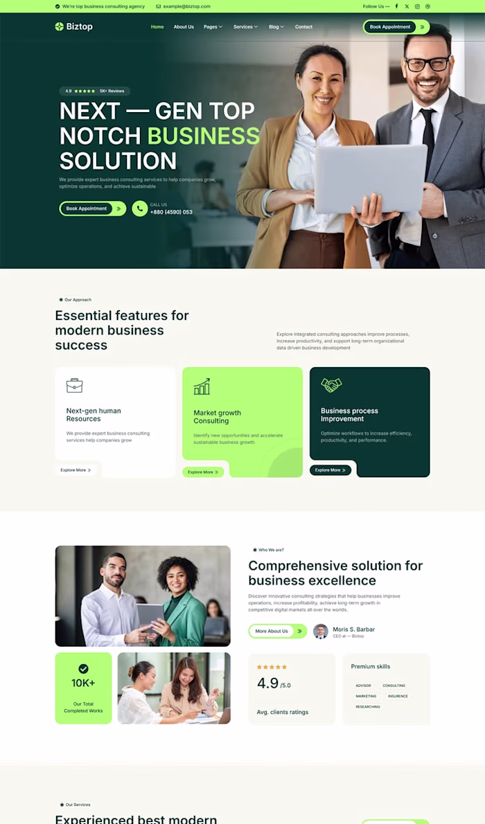 Modern responsive business website designed for better user ...