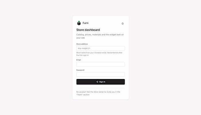 Admin panel for a network of furniture stores