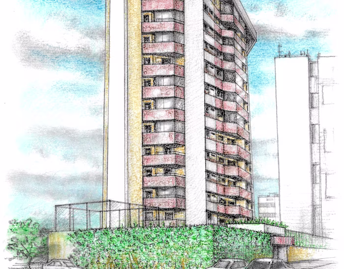 Architectural render - hand drawn