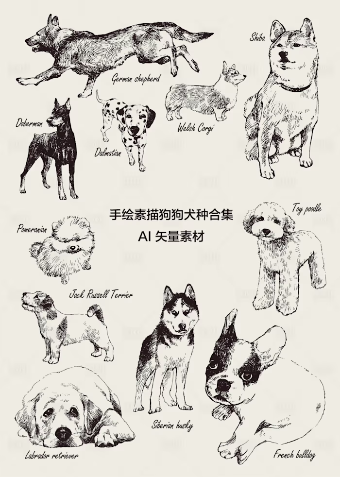 Dog Breed Sketch Collection