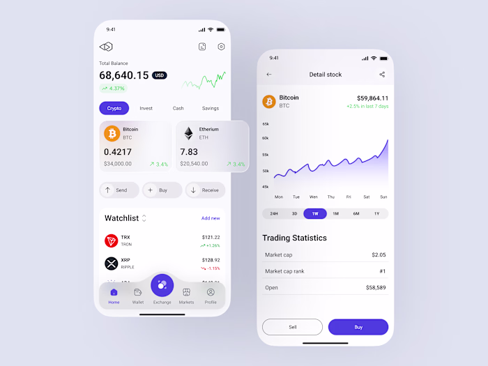 Crypto wallet UI concept —