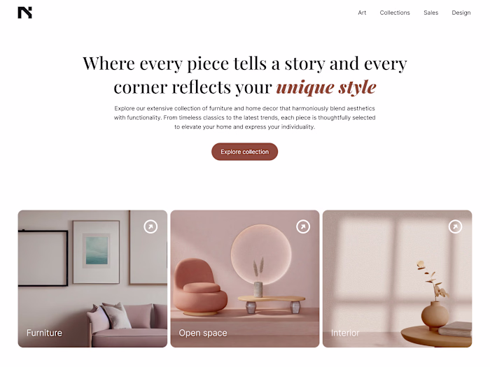 Serene Luxury Landing Page Redesigns Furniture Shopping
