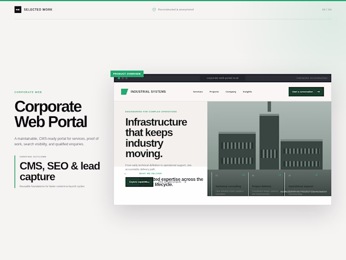 Corporate Web Portal | CMS, SEO & Lead Capture