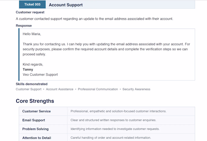 Customer Assistant at Veo