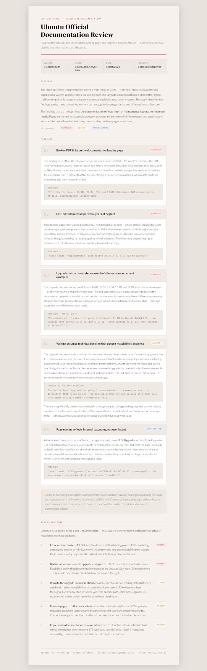 Content Audit | Ubuntu Documentation:
