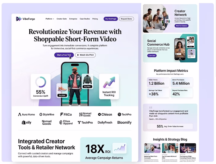 VibeForge High-Converting SaaS Landing Page & UI/UX Design