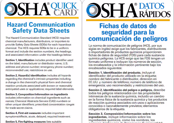 OSHA Safety Manual and Brochure Translation