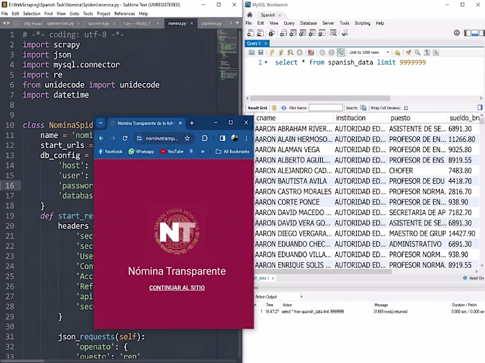 Scraping a website data and feed MySQL database