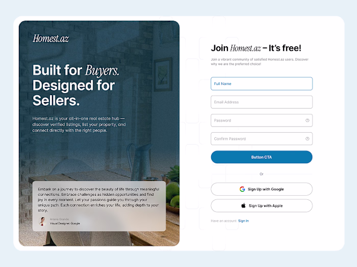 Authentication Experience Redesign for Homest.az