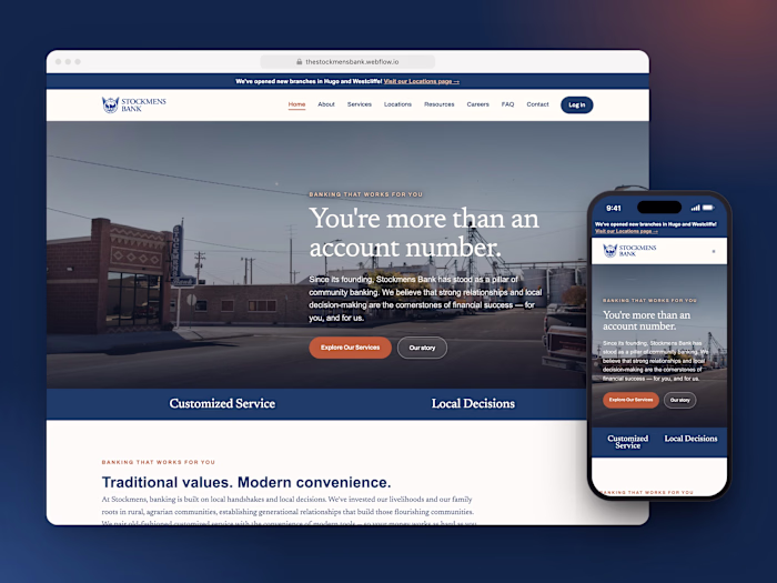 Stockmens Bank | Webflow Site for a Multi-State Community Bank