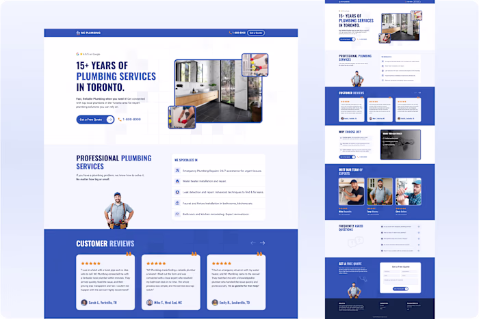 Framer landing page for Plumbing