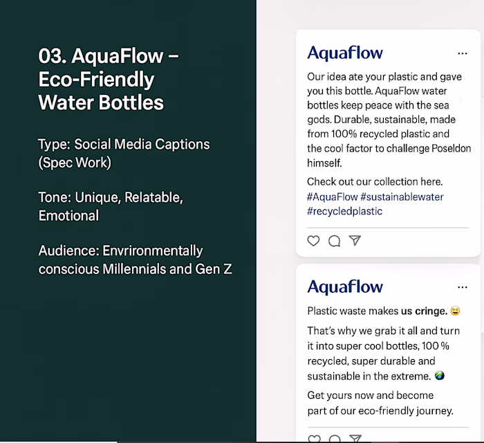 AquaFlow -  Eco-Friendly Water Bottles