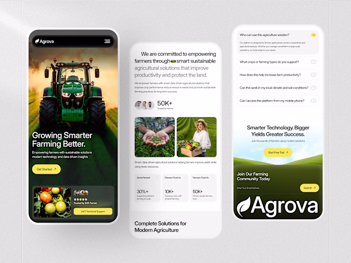 Agrova – Smart Agriculture Mobile App UI Design