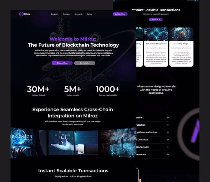 Milroz Blockchain Network Landing Page :: Behance