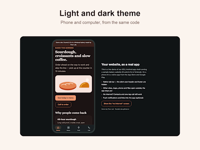 Your website as an app on the phone (demo)