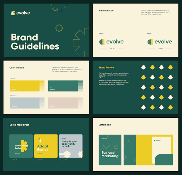 Brand guide design for Evolve