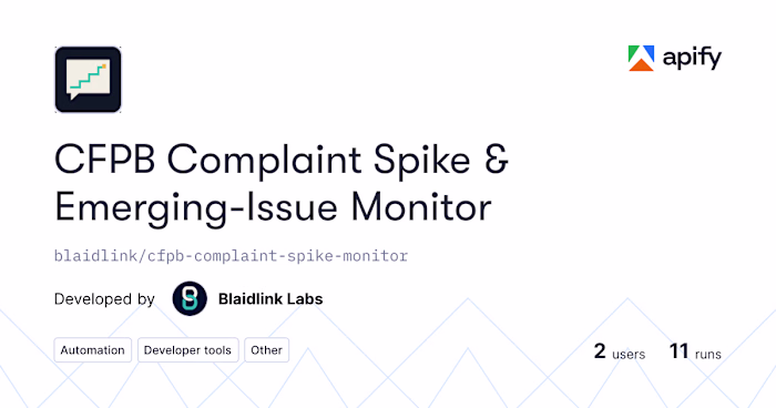 CFPB Complaint Spike & Emerging-Issue Monitor
