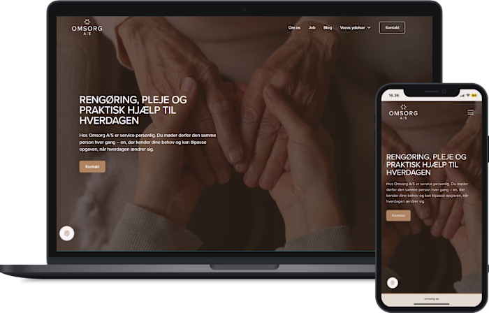 Omsorg A/S 🩺 A warm and human website for Omsorg A/S, a car...