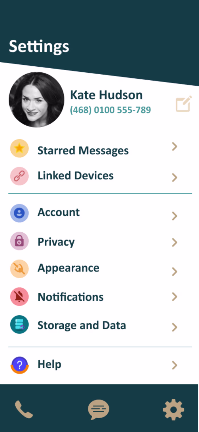 settings page