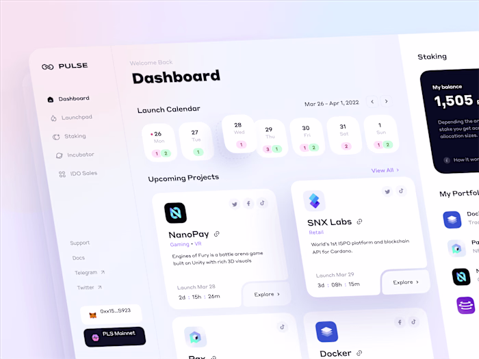 MVP for the Web 3 launchpad Pulse