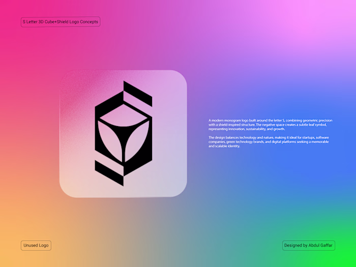 S Letter 3D Cube Shield