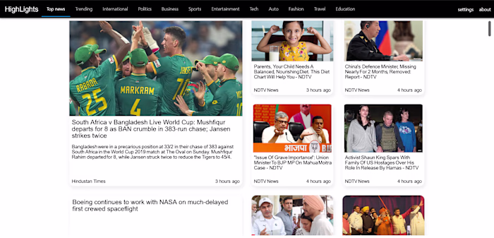 Highlights News Web App