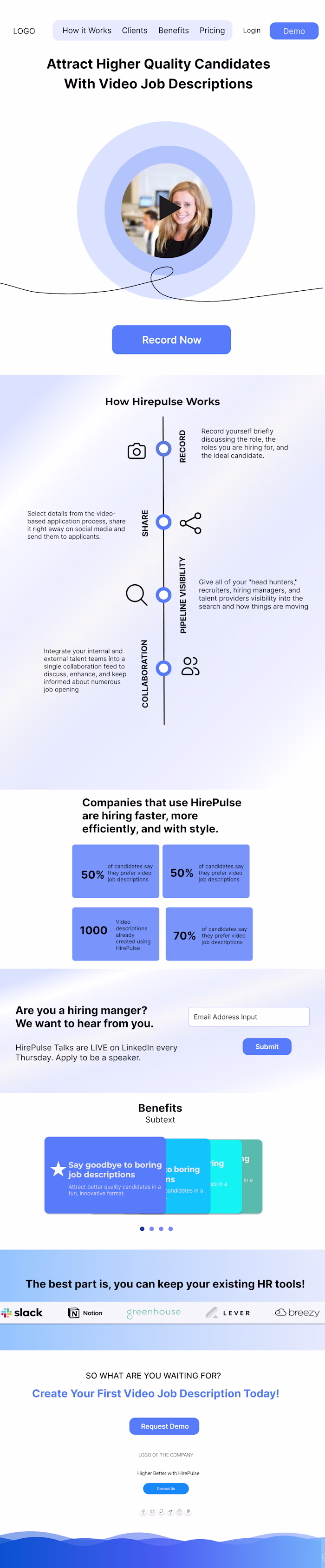 Hirepulse - Landing page design