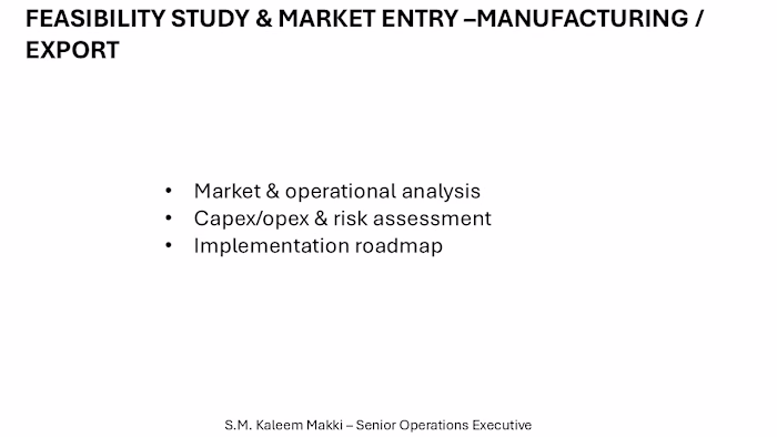 FEASIBILITY STUDY & MARKET ENTRY