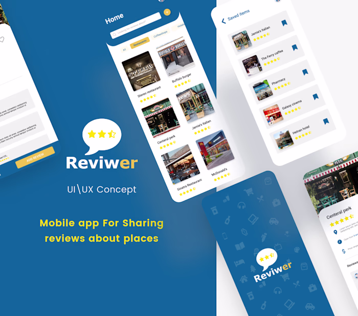 UI\UX Concept Places review mobile app (Reviewer)