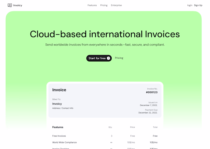 Hero Section for Invoicy (Invoicing SaaS)