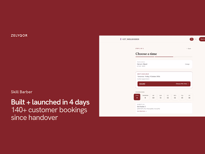 Booking System for a Barber — Built + Launched in 4 Days