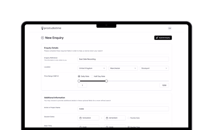 Streamlining Studio Bookings with a digital platform (Bubble.io)