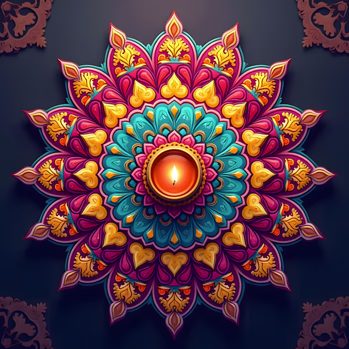 Vibrant Diwali rangoli mandala design