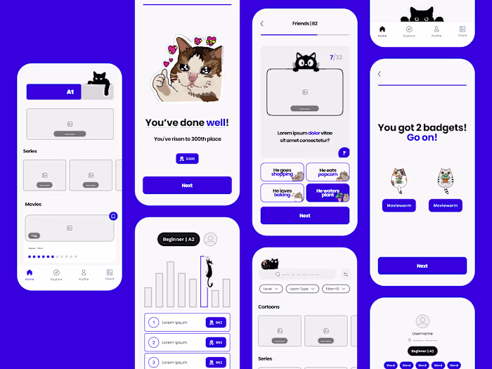 Wireframe | English Learning | Mobile App