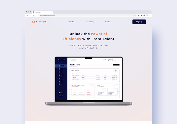 Landing Page for FromTalent