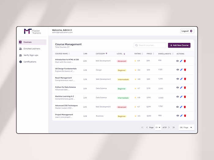 Designing a 0→1 web app for learners & enterprise clients