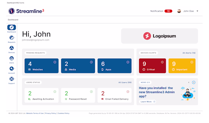 Streamline3 Web App Redesign