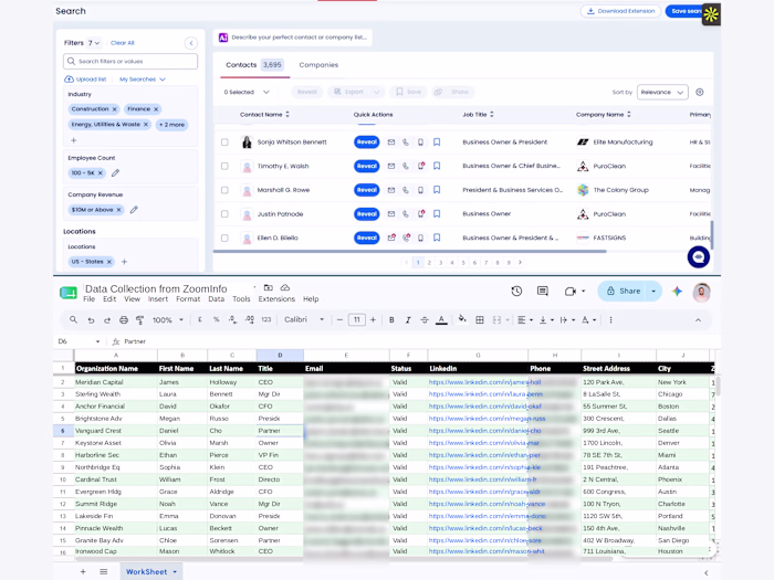 Email List Building through ZoomInfo