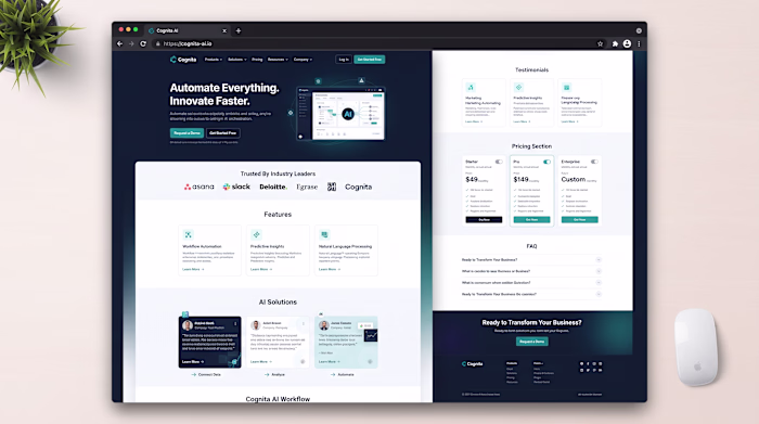 AI SaaS Landing Page UI/UX Design, Automation Web Platform &...