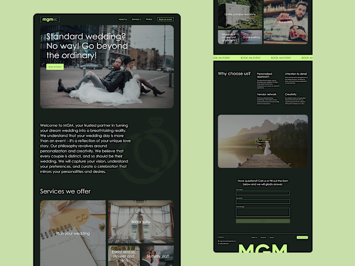 Event center. Website design