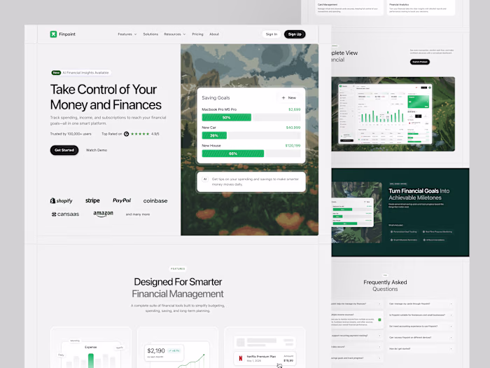 Finpoint Finance SaaS Landing Page Design