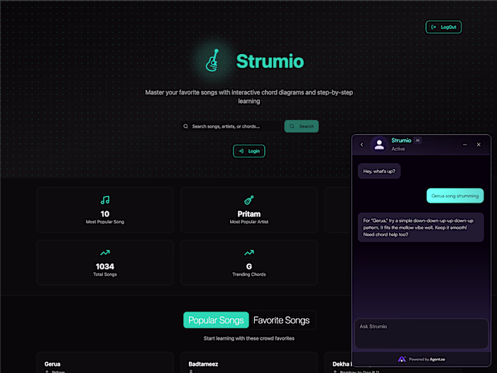 🚀 Just integrated an AI chatbot on strumio.swado.in (http:/...