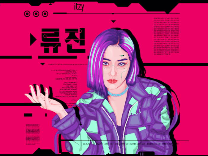 K-Pop Cyberpunk Illustration Poster