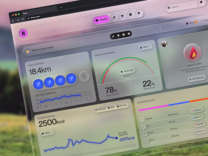 Designed Kova. A fitness dashboard